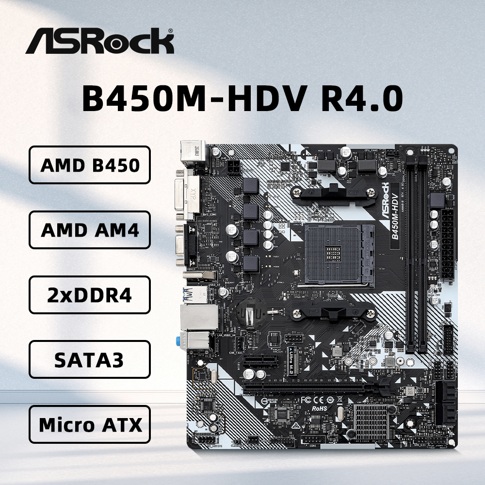 Pc Gaming Second - ASROCK B450M-HDV R4.0 Motherboard Support 5800X3D