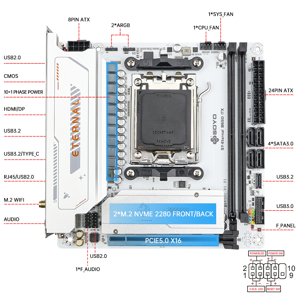 B650ITX AMD Motherboard Ryzen  - Pc Gaming Ff บทวิจารณ์และราคา
